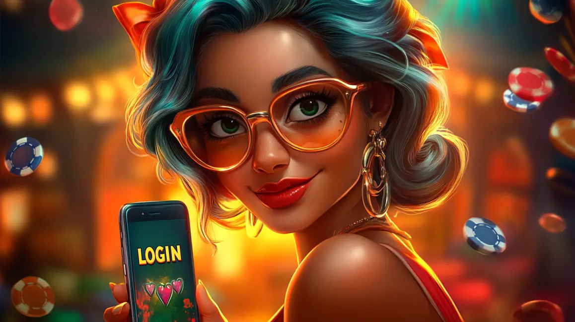A beautiful woman with red hair is featured on a mobile phone screen for the 'Rolut Casino', inviting you to spin the wheel and win big at KKDB's live roulette.